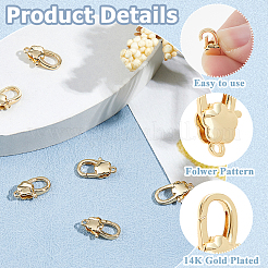 8 шт. латунные застежки-лобстеры KK-HS0001-54G