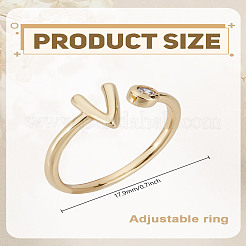 1 bague ouverte en laiton micro pavée avec zircone cubique transparente pour femme&nbsp;RJEW-LP0002-37V