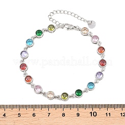 Tennisarmbänder aus Edelstahl 304 mit farbenfrohen Zirkonia-Fassungen für Damen&nbsp;BJEW-T023-02D-P
