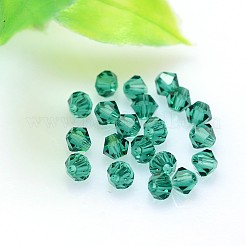 カット加工模造オーストリアクリスタルビーズ連売り  グレードAAA  双円錐形  ティール  4x4mm  穴：0.7~0.9mm  約1440個/袋&nbsp;G-M180-4mm-24B