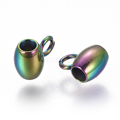 イオンプレーティング（IP）304ステンレス鋼チューブベイル  ループベイル  オーバル  虹色  7x4.5x4mm  穴：1.8mm  内径：2mm&nbsp;STAS-F225-24A-M