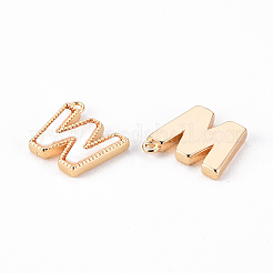 真鍮製チャーム  シェルと  18KGP本金メッキ  ニッケルフリー  文字.w  11x11x2mm  穴：1mm&nbsp;KK-Q766-001W-NF
