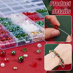 クリスマステーマのDIYビーズ＆ペンダントジュエリー製作キット  ミックスカラー  6x5mm  穴：1mm&nbsp;DIY-PH0022-39