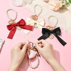 4 шт. 4-цветный сплав имитация жемчуга бант брелок для ключей для украшения ST-CJ0028-03