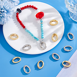 12 шт. 2-цветные латунные кольца с пружинным затвором&nbsp;KK-PH0013-96