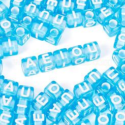 100шт 5 цвета прозрачные акриловые бусины&nbsp;TACR-TA0001-55B