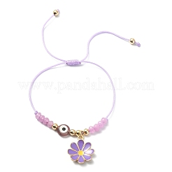Pulsera con dije de esmalte y aleación de flores&nbsp;BJEW-JB09600