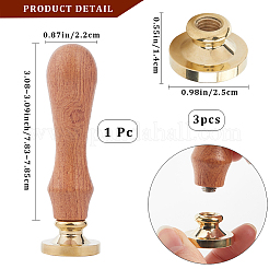 3 стиль выпускной тема золотистый тон латунный воск печать штамп головка AJEW-CP0007-50A-04