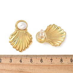 Серьги-гвоздики из пластика и жемчуга из нержавеющей стали 304 для женщин&nbsp;EJEW-Z092-04G