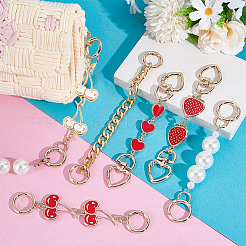6 pz 6 stili ciliegia cuore fragola lega smaltata e maglie in alluminio per tracolla della borsa&nbsp;AJEW-PH0006-09