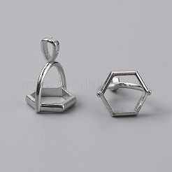 合金ピンチベイル  六角柱用ペンダントベイル  プラチナ  16.5x13x10.5mm  穴：4x2.5mm  内径：8.4x8.4mm&nbsp;FIND-WH0042-29P