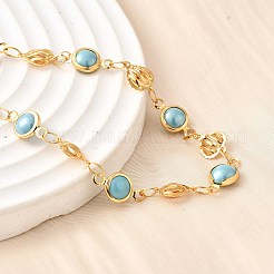 Браслеты из нержавеющей стали 304 со стеклянными звеньями для женщин BJEW-V010-02G