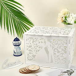 Держатель для денег из дерева на свадьбу с табличкой&nbsp;DJEW-WH20011-001B