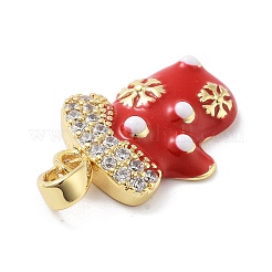 Рождественские тематические латунные подвески с микропаве и кубическим цирконием&nbsp;KK-F877-31G-02