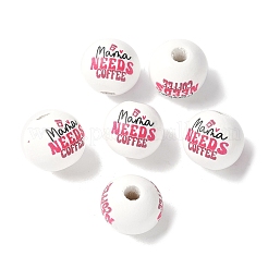 Тема дня матери печатные деревянные европейские бусины WOOD-F016-06