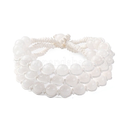 Bracelets multi-brins en perles rondes en jade blanc naturel pour hommes et femmes&nbsp;BJEW-G743-02E