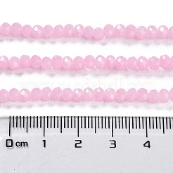 焼き絵用塗料、模造翡翠ガラスビーズの連  ファセットロンデル  パールピンク  4x3mm  穴：1mm  約105~110個/連  38~39cm&nbsp;X-DGLA-A034-J4MM-A26