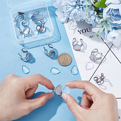 DIY-Set zur Herstellung offener Manschettenringe aus Edelstahl 304 in Tropfenform&nbsp;STAS-UN0064-57