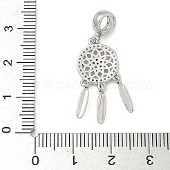 Латунные прозрачные кубические цирконии плетеная сетка/паутина с перьями европейские подвески&nbsp;KK-U050-01P