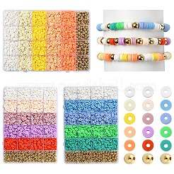 DIYジュエリー作りパーツキット  手作りのポリマー粘土ビーズとccbプラスチックビーズを含む  ミックスカラー  6x1~5mm  穴：1.5~2mm&nbsp;DIY-YW0012-82A