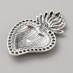 合金エナメルチャーム  アンティークシルバー  神聖な心のチャーム  レッド  48x29x4mm  穴：1.5mm&nbsp;ENAM-WH0061-48A-01AS
