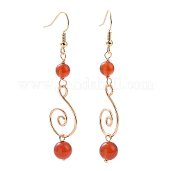 Naturale pietra mista orecchini pendenti&nbsp;EJEW-JE05095