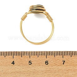 Fingerringe aus natürlichem Abalone-/Paua-Muschelgewebe mit Kupferdraht für Damen&nbsp;RJEW-JR01055