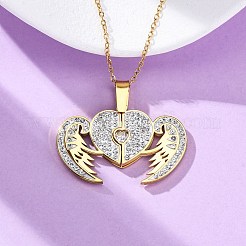 304 нержавеющая сталь полимерная глина кристалл стразы открывающиеся подвески ожерелья для женщин NJEW-Z065-09G