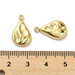 304ステンレスペンダント  テクスチャ  ティアドロップチャーム  14KGP本金メッキ  18x10.5x3mm  穴：1.6mm&nbsp;STAS-L022-127G