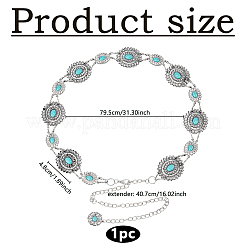 1 шт. сплав паве синтетическая бирюзовая овальная цветочная цепочка звеньевая цепь для талии живота тела для женщин&nbsp;AJEW-DC0003-22