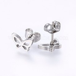 304ステンレススチールジュエリーセット  スタッドピアスとペンダントネックレス  蝶  ミックスカラー  ネックレス：18.9インチ（48cm）  スタッドピアス：6x9x1.2mm  ピン：0.8mm&nbsp;SJEW-O090-14