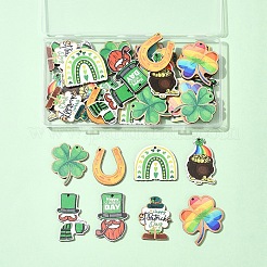 32 шт. 8 стиля подвески из дерева с принтом на тему Дня Святого Патрика WOOD-FS0001-43