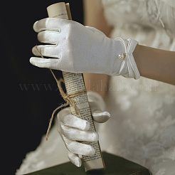 Перчатки невесты из атласной ткани&nbsp;AJEW-WH20816-030N