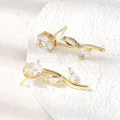 Boucles d'oreilles en laiton avec zircone cubique de micro pave&nbsp;KK-CBA8324-20G-05