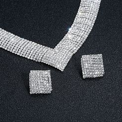 Комплекты из цепочек и серег-гвоздиков из сплава ромбов со стразами FS-WG17625-01