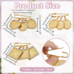 3 шт. 3 стиля основы для броши из сплава со стразами&nbsp;JEWB-OC00001