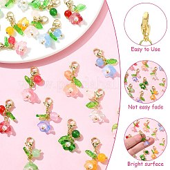 20 шт. 10-х цветный ландыш из стекла и акрила подвесное украшение&nbsp;HJEW-CJ00050