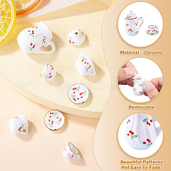 Mini-Keramik-Teesets mit Kirschmuster&nbsp;AJEW-TA0003-48