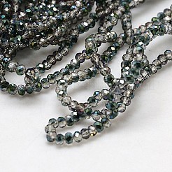 電気メッキガラスビーズセット  半分虹メッキ  多面カット  ロンデル  ライトグレー  2.5x2mm  穴：1mm  約130~140個/連  31~32cm&nbsp;X-EGLA-J025-H12