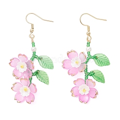 Серьги с подвесками из акрилового цветка EJEW-MZ00588-01