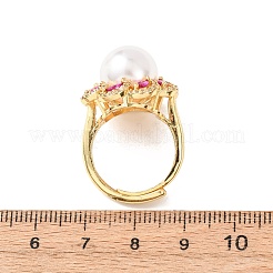 Verstellbare Messing-Fingerringe mit Mikropflaster und Zirkonia für Damen&nbsp;RJEW-A098-04G