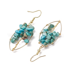 Серьги с подвесками из окрашенной натуральной говлитовой крошки «Древо жизни»&nbsp;EJEW-JE05730-01