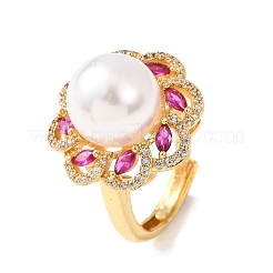 Verstellbare Messing-Fingerringe mit Mikropflaster und Zirkonia für Damen&nbsp;RJEW-A098-04G
