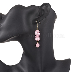 Серьги-подвески из стеклянных бусин ручной работы с надписью «любовь» EJEW-MZ00603