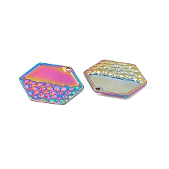 イオンプレーティング（IP）304ステンレスペンダント  六角チャーム  虹色  26x23x1.5mm  穴：1.6mm&nbsp;STAS-B031-39R