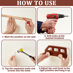 3 шт. 3 стиля плотности настенный крючок для одежды из дерева&nbsp;AJEW-NB0008-12