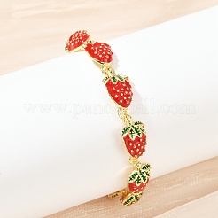 Браслеты из латунных эмалевых звеньев для женщин BJEW-S175-01G