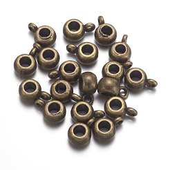 チベット風チューブベイル  ループベイル  保釈ビーズ  カドミウムフリー＆鉛フリー  アンティークブロンズ  9x6x4mm  穴：1.5mm  内径：3mm&nbsp;X-WAB017H-AB-RS