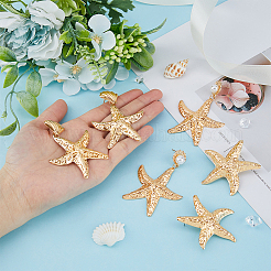 3 пара двухцветных серег-гвоздиков в форме морской звезды из сплава с пластиковыми жемчужными бусинами&nbsp;EJEW-FI0002-95