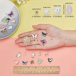 蝶をテーマにしたDIYイヤリング作りキット  合金エナメルペンダントとリンクを含む  ガラス玉  真鍮製のピアスフック  鉄製ピン  ミックスカラー&nbsp;DIY-SC0001-95G